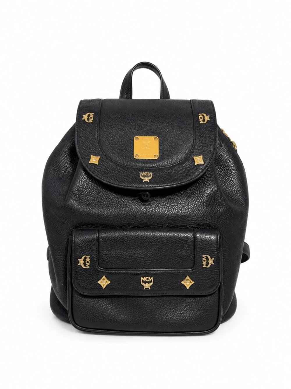 MCM Black Leather Backpack